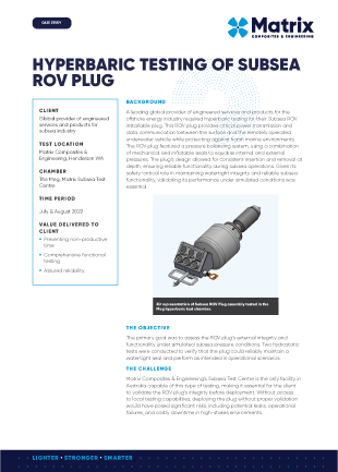 CASE STUDY - Subsea ROV Plug Test | Matrix
