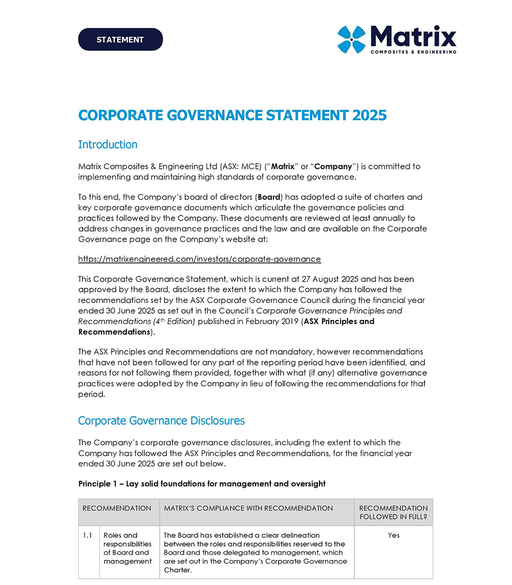 Corporate-governance Statement | Matrix